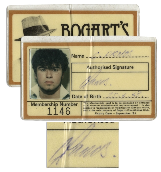 George Michael Signed 1981 Membership Card to the London Disco Bogart's, Then Frequented by the Young Superstar